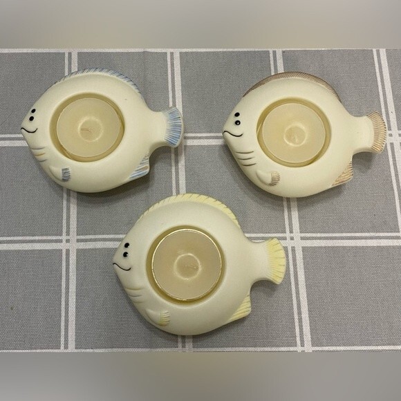 PartyLite Aqua Pals Fish Floating Bisque Porcelain Tealight Candle Holders P7144 - Picture 5 of 11
